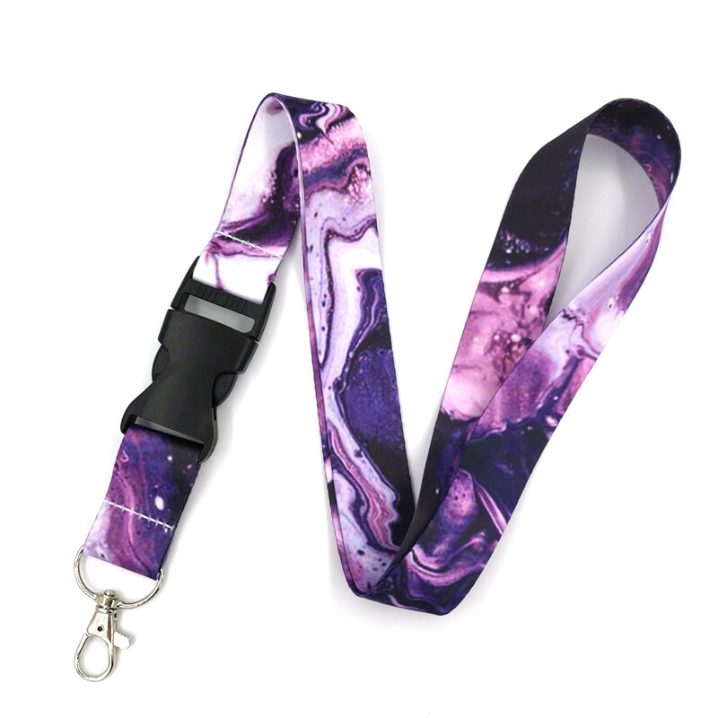 Purple Cool Waves Marble pattern Neck Strap Lanyard for keys lanyard card ID Holder Key Chain for Gifts Card Holder Accessories