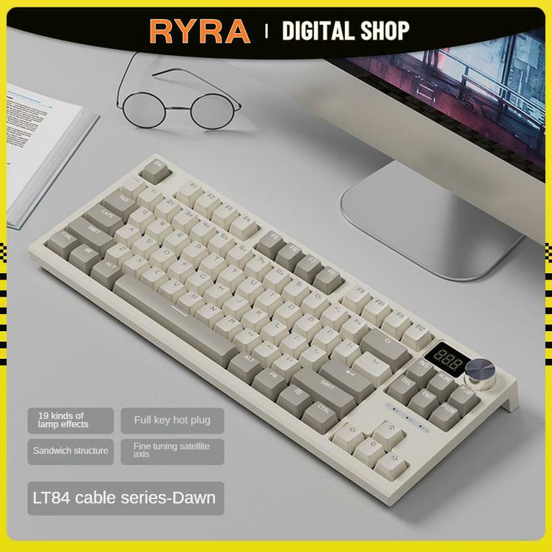 Klawiatura mechaniczna RYRA LT84 84 klawisze pełne bezudarowe podświetlane RGB bezprzewodowe przewodowe klawiatury do gier Hot Swap dla graczy