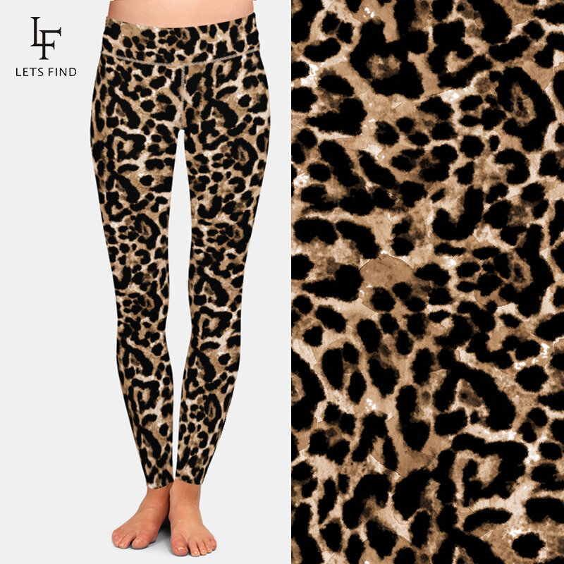 LETSFIND Leggings ผู้หญิงแฟชั่นการพิมพ์ลายเสือดาว Legging เซ็กซี่ Silm สูงเอวยืดกางเกงกางเกง
