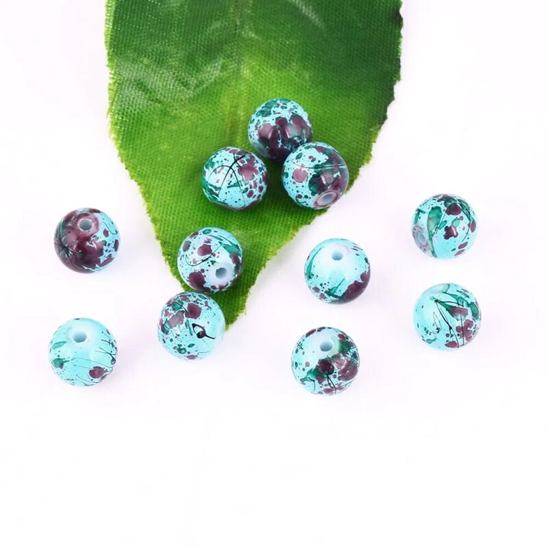 Glass Round Loose Spacer Beads, Padrão Multicolor para Fazer Jóias, Pulseira DIY e Colar, Acessórios Handmade, 8mm, 30PCs