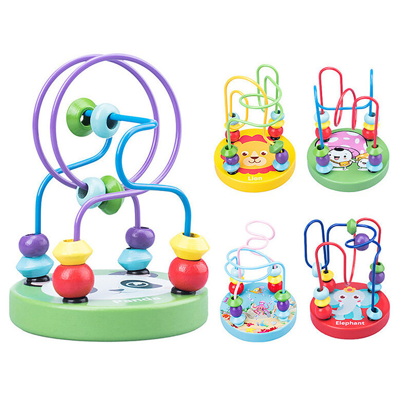 Houten Cirkels Kraal Draad Doolhof Achtbaan Montessori Speelgoed Educatieve Puzzels Jongens Meisjes Kind Speelgoed