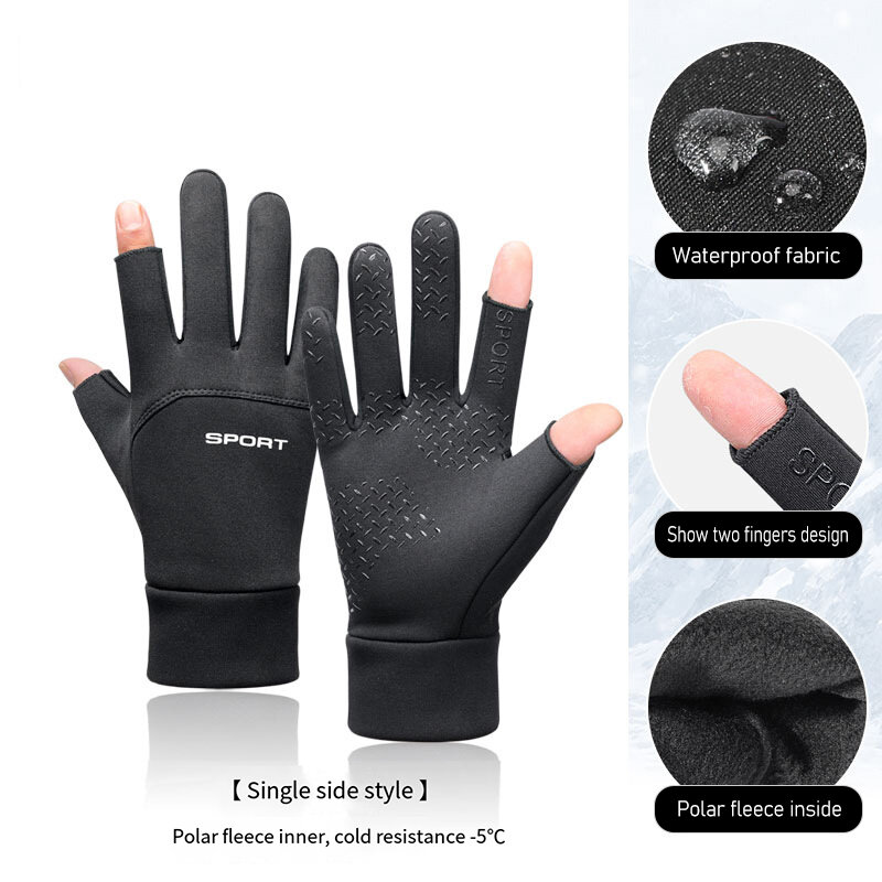 Men’s Winter Cycling Gloves Touch Screen Warm Waterproof Glove Outdoor Sports Running Cycling Driving Hiking Mittens