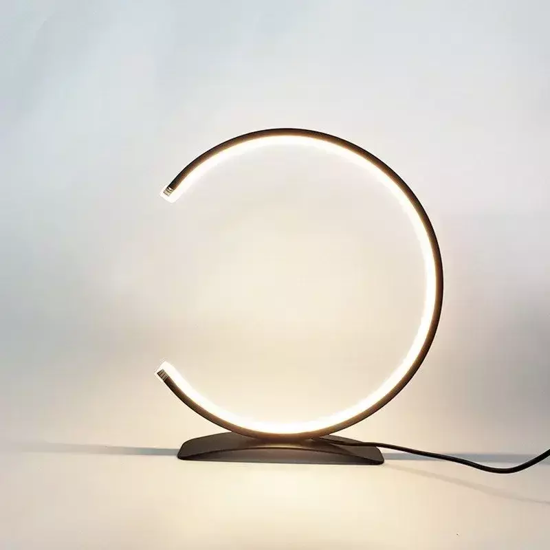 Lampada da tavolo da lettura a LED Touch Dimming moderna scrivania da studio minimalista semicircolare in alluminio soggiorno camera da letto comodino luce notturna