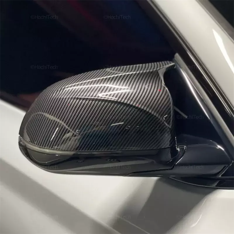 คาร์บอนไฟเบอร์ด้านหลังประตูกระจกข้างหมวก Shell Case สำหรับ BMW X3 G01 X4 G02 X5 G05 2018-22สีดำ M3สไตล์