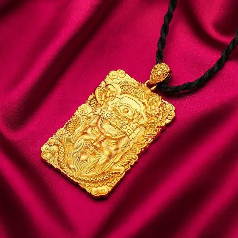 100% rame puro placcato oro 24K ciondolo collana da uomo in rilievo GuanGong Charms temperamento prepotente nuovo stile non sbiadisce