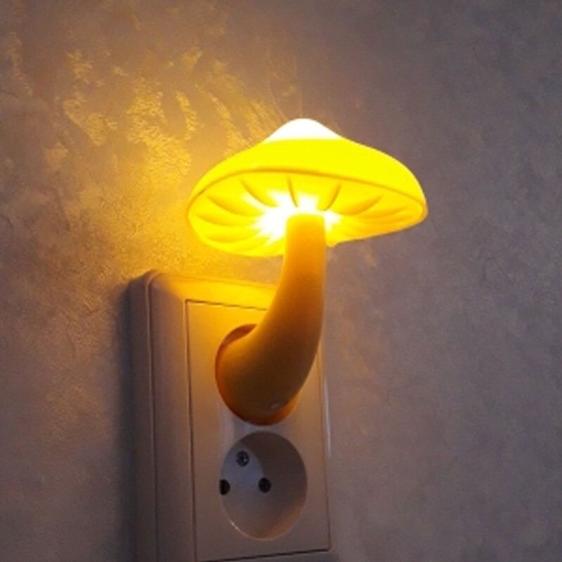 Slaapkamer Led Nachtlampje Paddestoel Stopcontact Lamp Eu Us Plug Warm Wit Licht-Sensor Slaapkamer Licht Thuis decoratie