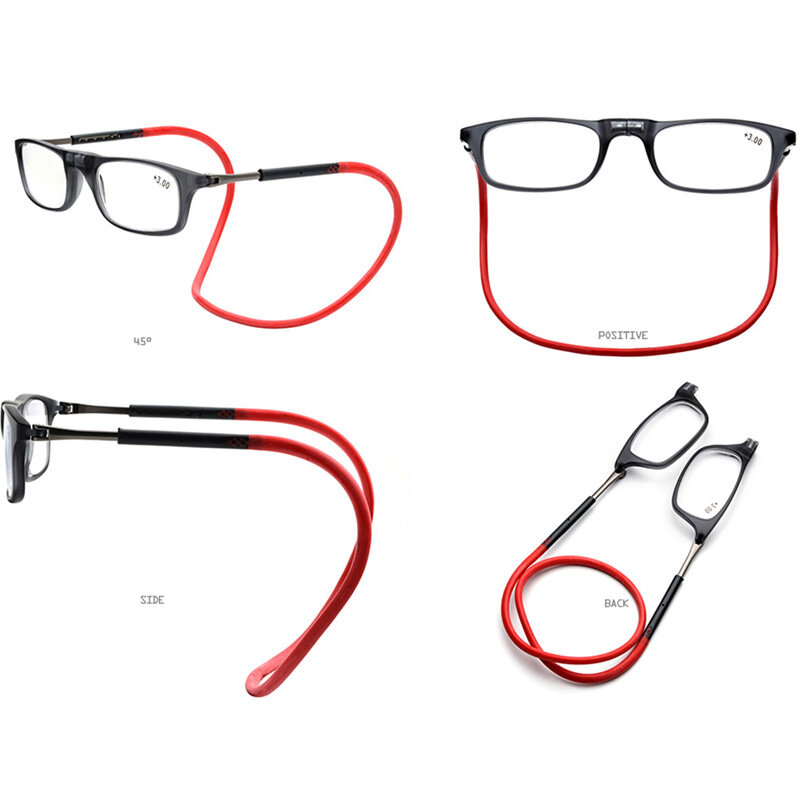 Óculos de leitura presbiópicos portáteis, dobrar, pescoço pendurado, alta definição, resina, ímã mágico, moda