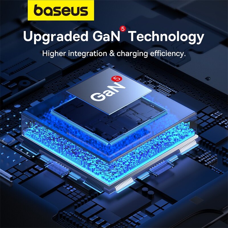 Baseus-شاحن GaN محمول من نوع C ، 65 واط ، شحن PD ، دعم PD ، QC ، PPS ، شاحن سريع لهاتف iPhone 15 ، 14 ، 13 ، كمبيوتر محمول