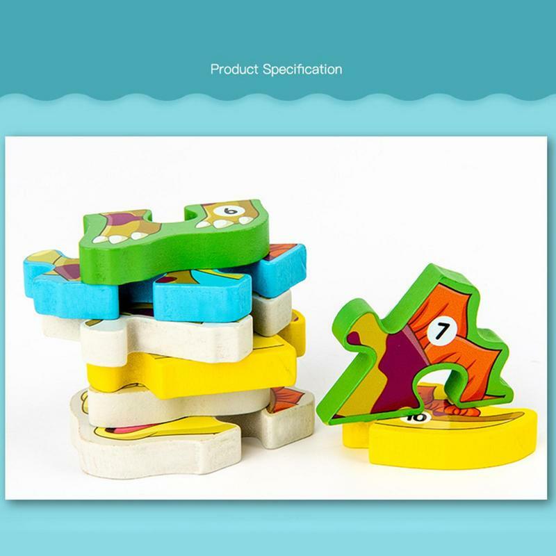 Quebra-cabeças de dinossauro de madeira para criança, quebra-cabeça de madeira, brinquedos Montessori, meninos e meninas 2 3 4 anos