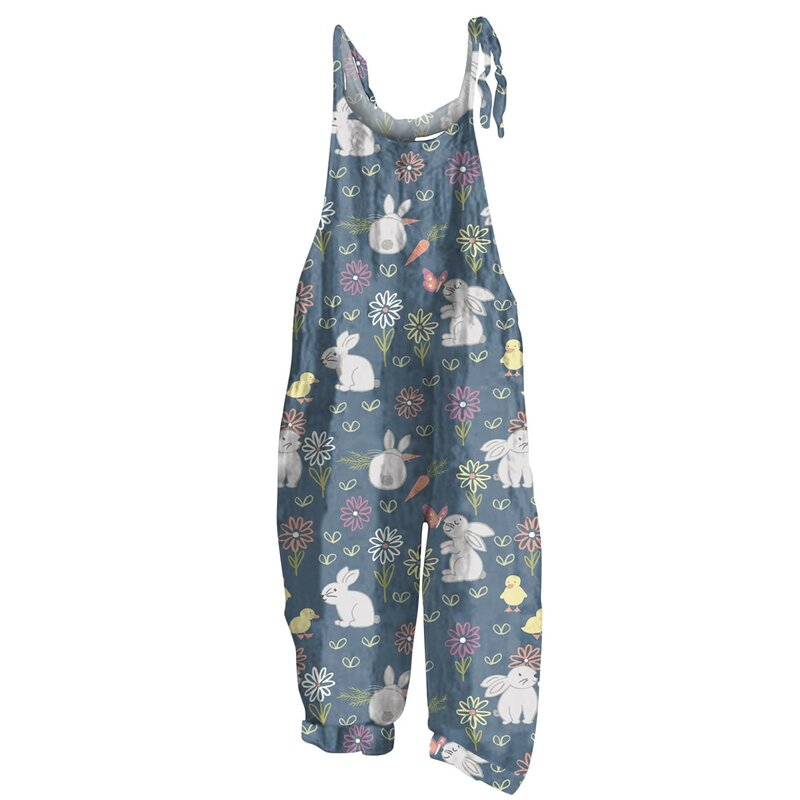 Jumpsuits For Women New Sleeveless Jumpsuit Casual Cartoon Bib Pants Bottons With Button Pockets Female Clothing Ropa De Mujer