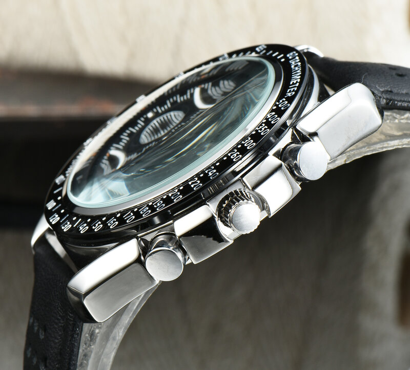 Relógio quartzo de luxo masculino, impermeável, luminoso, casual, movimento automático, relógios de couro
