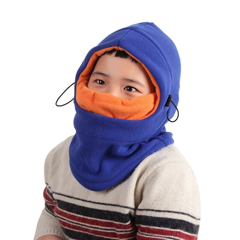 Balaclava à prova de vento para crianças chapéu acolchoado de pelúcia ao ar livre boné de esqui para motocicletas máscaras faciais completas chapéus infantis máscara de bebê quente inverno