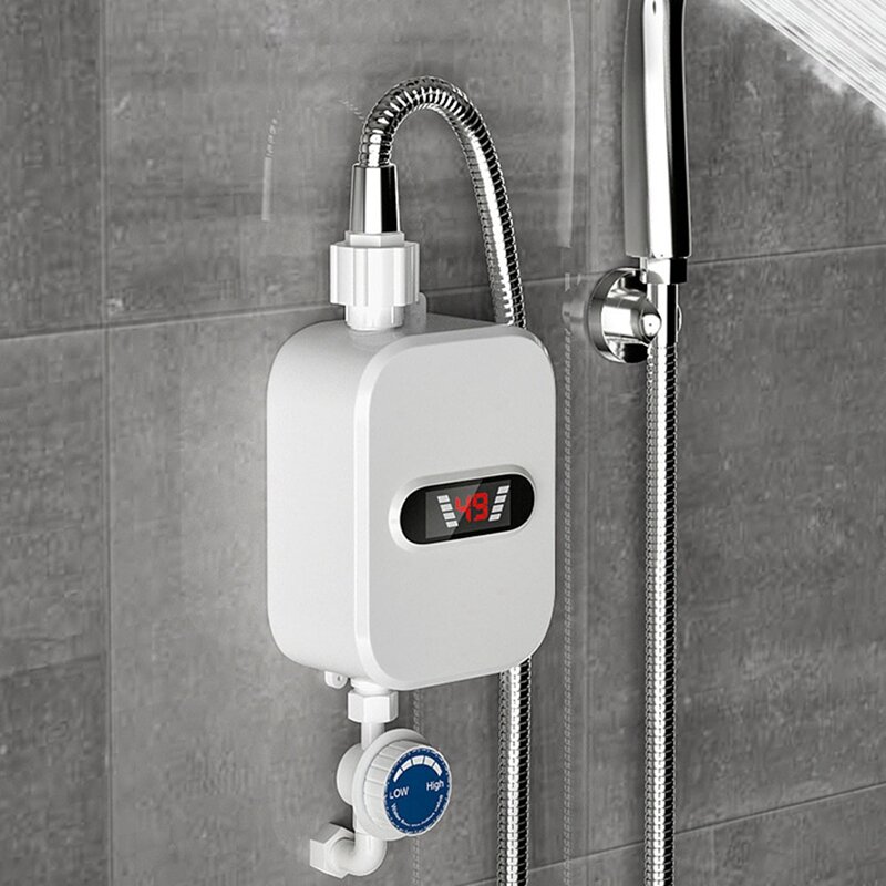 Szybki podgrzewacz wody prysznic 220V bateria do łazienki podgrzewacz ciepłej wody 3500W cyfrowy wyświetlacz ue wtyczka