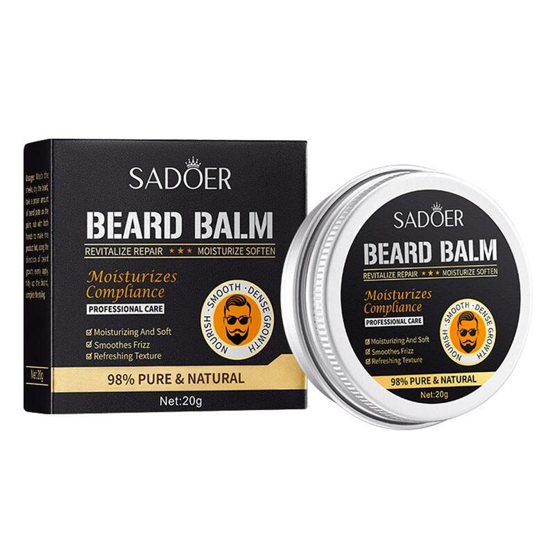 Naturalny do brody balsam 20g profesjonalna odżywka do brody organiczny wosk z wąsami do gładkiej stylizacji brody D9K0