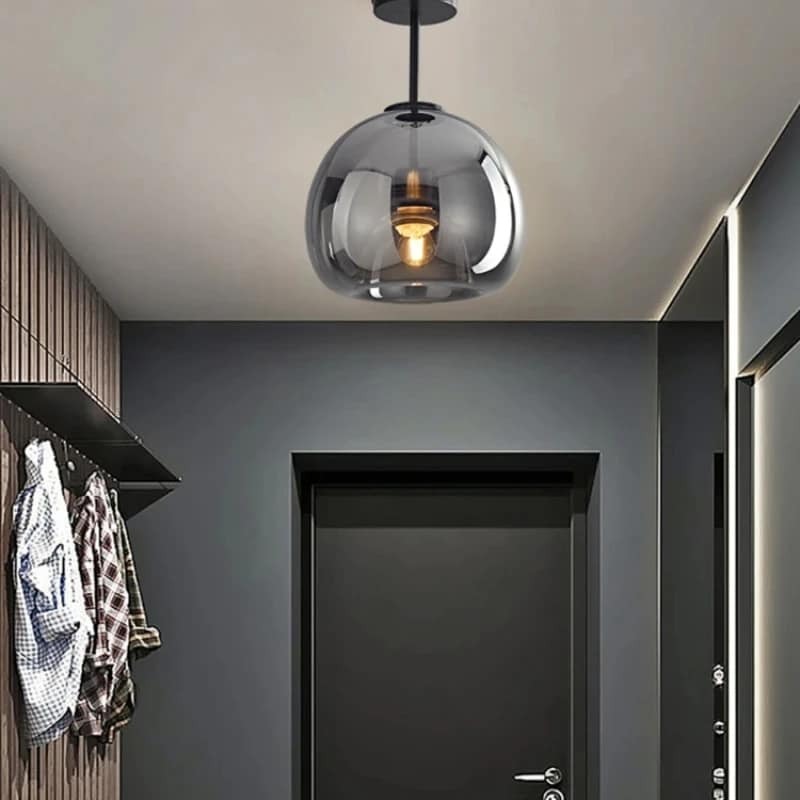 โคมไฟระย้าที่ทันสมัยไฟประดับ LED ติดไฟติดเพดานโถงทางเดินกระจกนอร์ดิกโคมไฟติดเพดานห้องนั่งเล่นห้องอาหารห้องนอน
