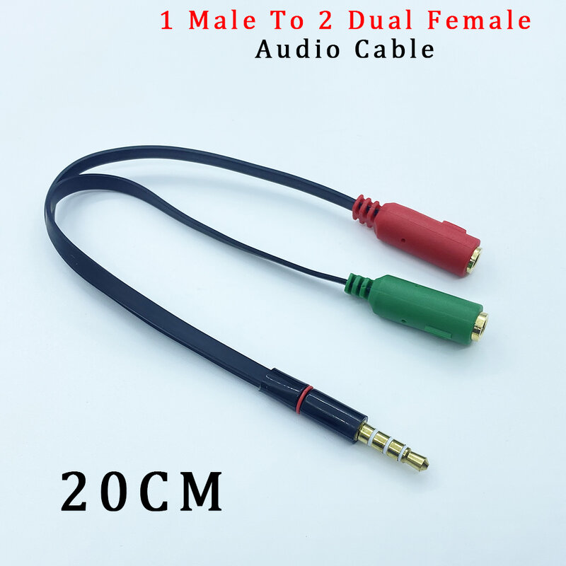 1pcs aux cabo 3.5mm cabo de áudio y-divisor conenctor 1 macho para 2 fêmea microfone fone de ouvido estéreo mp3 mp4 adaptador de fio