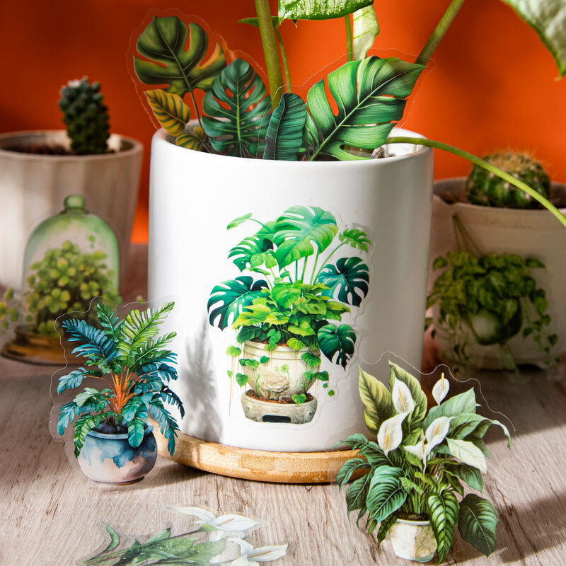 열대 우림 시리즈 빈티지 식물 꽃 PET 스티커, 창의적인 DIY 저널 콜라주 장식 소재 문구, 30 매