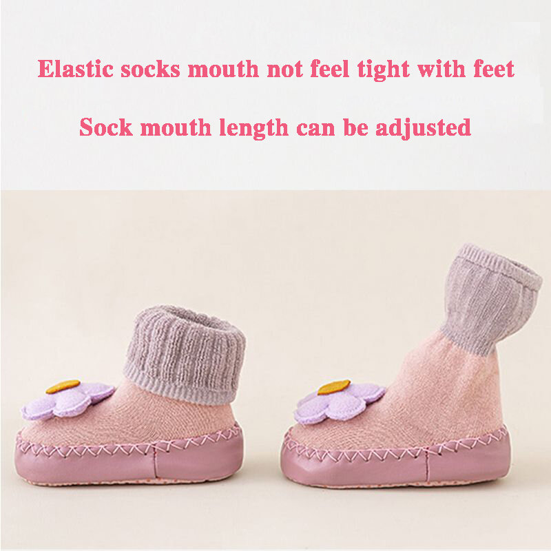 Милые Мультяшные дизайнерские носки для пола для мальчиков и девочек, зимние мягкие хлопковые нескользящие носки для новорожденных, начинающих ходить