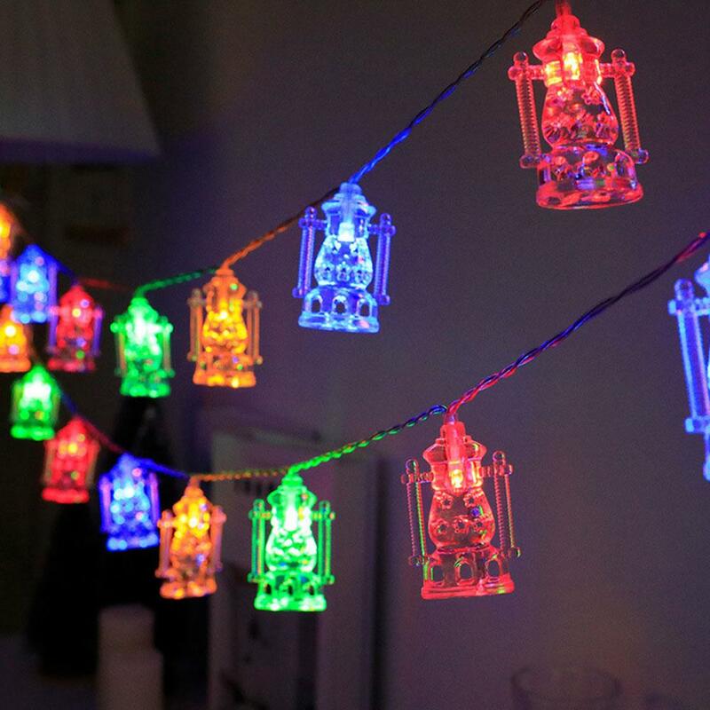 Guirxiété lumineuse château de la lune du Ramadan, veilleuse à piles, décor de fête, escales de mariage, lumières Eid, Mubarak Strin, X2W4, 20LED, 300cm