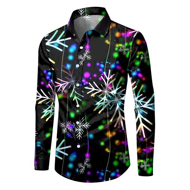 Men's latest party casual popular button lapel suit long sleeve shirt 2023 autumn and winter Christmas tops plus size