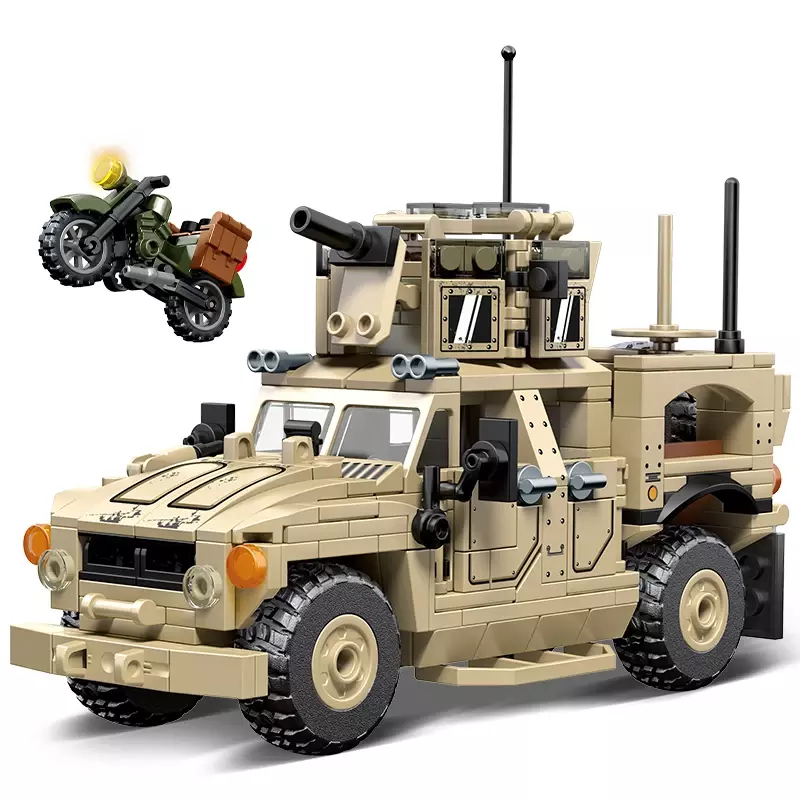 418PCS Militar Fighting Vehicle WW2 Model Building Blocks Exército Militar Arma Veículo Figuras Tijolos Brinquedos para Crianças Presentes