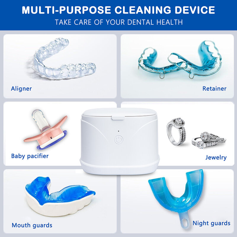 Ультразвуковой очиститель зубных протезов KUNPHY, стоматологический помощник, ванночка для мытья, ультразвуковая Глубокая очистка для выравнивания, фиксатор, накладные зубы