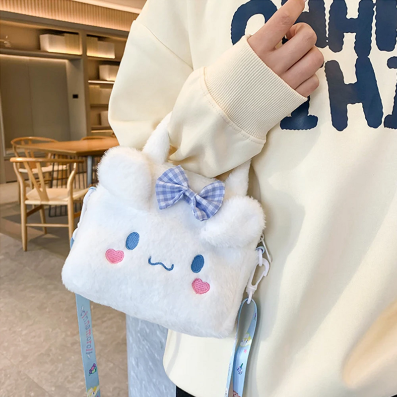 산리오 봉제 가방 귀여운 쿠로미 시나모롤 멜로디 만화 애니메이션 핸드백 크로스바디 화장품 여행 보관 가방 여성 여아 선물
