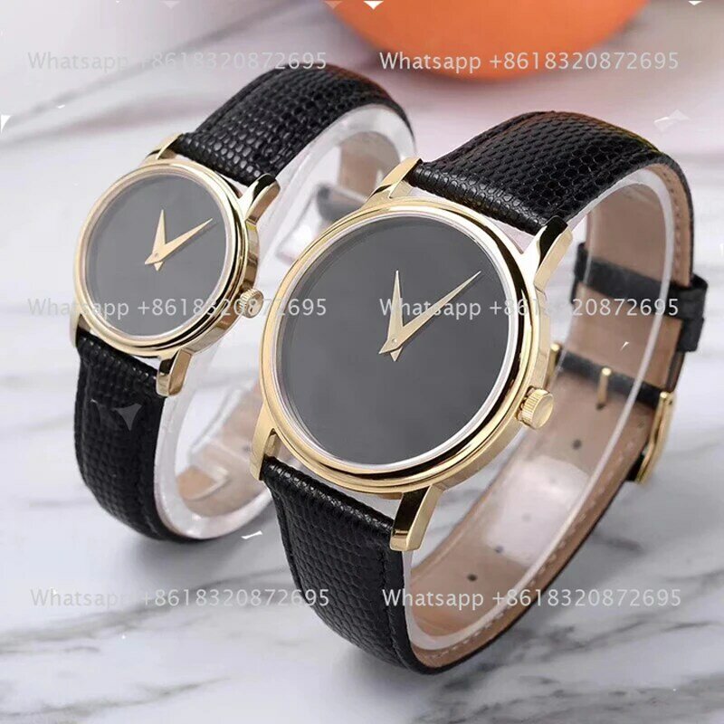 Brand Wrist Watch Classic Men Women Couples Lovers 38mm 28mm Stainless Steel Case Leather Strap Quartz Clock M8