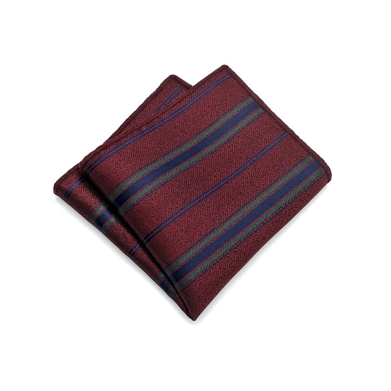 New Pattern Polyester Jacquard Pocket Square Men Elegant Feather Striped Handkerchief Business Wedding Party Tuxedo Accessories