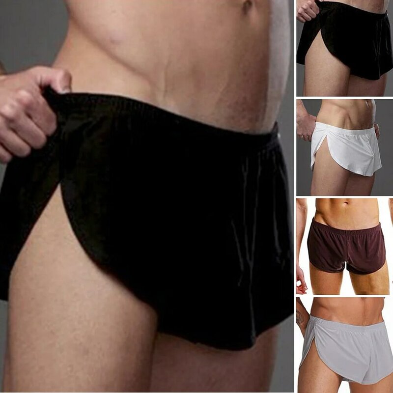 Casual dla mężczyzn miękkie bokserki spodenki do spania jednolite kolorowe majtki bezszwowe spodenki odzież domowa spodnie od piżamy dla mężczyzn
