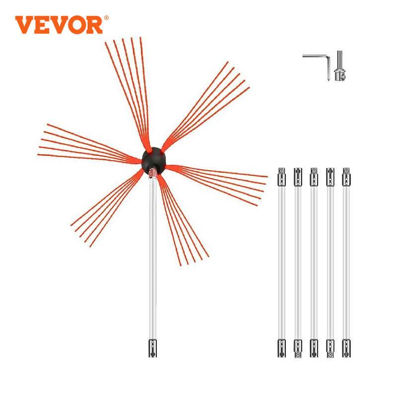 VEVOR-39 인치 나일론 굴뚝 막대 및 브러시 헤드, 굴뚝 청소 키트, 전기 드릴 드라이브, 벽난로 청소 도구