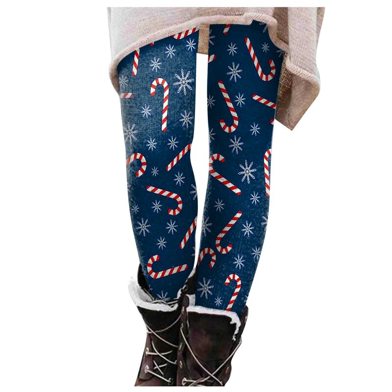 Pantaloni caldi Casual da donna di natale moda stampa natalizia Leggings morbidi invernali elastici per abbigliamento donna Roupa Feminina
