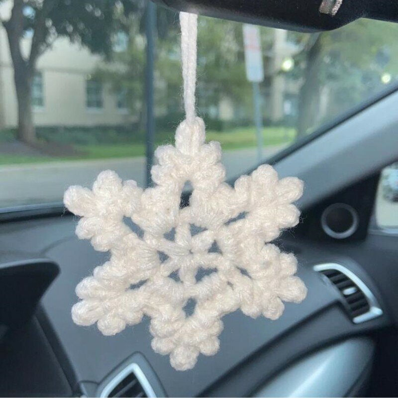 Knitting Christmas Star Bells Wall Hanging, Red and White Wool Felt Snowflake Bells Bow Decorative Door Hanging Car Pendant 1 Pc