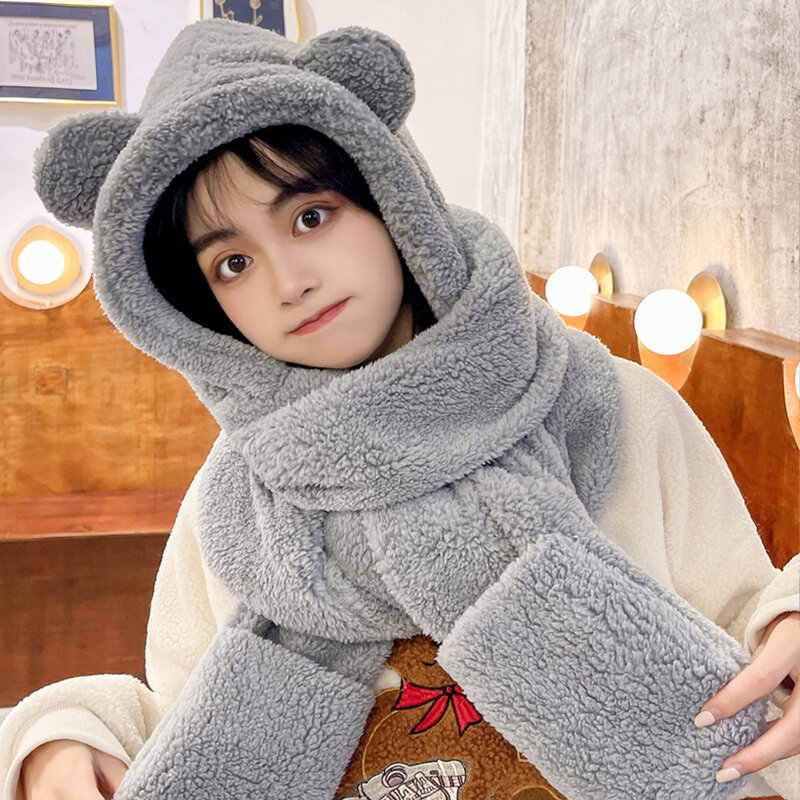 Хлопковый мягкий и удобный женский зимний шарф 3-в-1 с капюшоном зимний незаменимый легкий бежевый