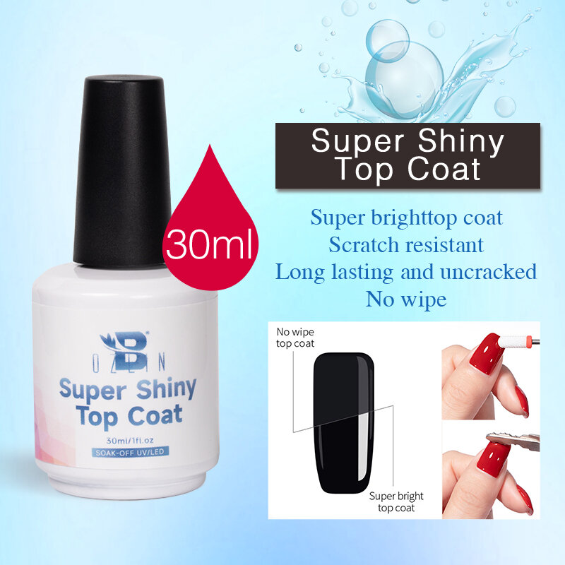 BOZLIN 30ML No Wipe Top Coat Nail Art Function Gel Soak Off UV LED Base Gel Top Coat Nail Gel vernice Manicure Super Quality