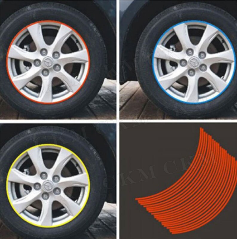 Adesivo per ruote nastro riflettente per cerchioni adesivi per moto da bici per ruote da 14 pollici, adesivi per strisce da 17 pollici o 18 pollici