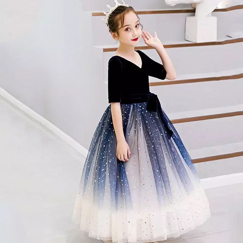 Vestido de princesa infantil, vestido de performance, pequeno anfitrião, caminhando, elegante, florista, primavera, novo, 2024