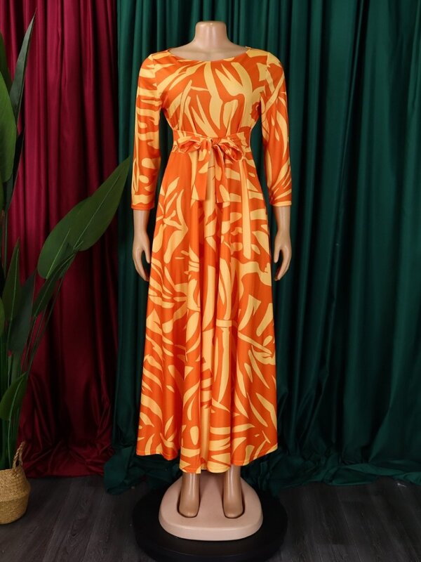 African Dresses For Women Plus Size Polyester New Vetement Femme Dashiki Abaya Print Maxi Dress Africa Clothes Dashiki Ankara