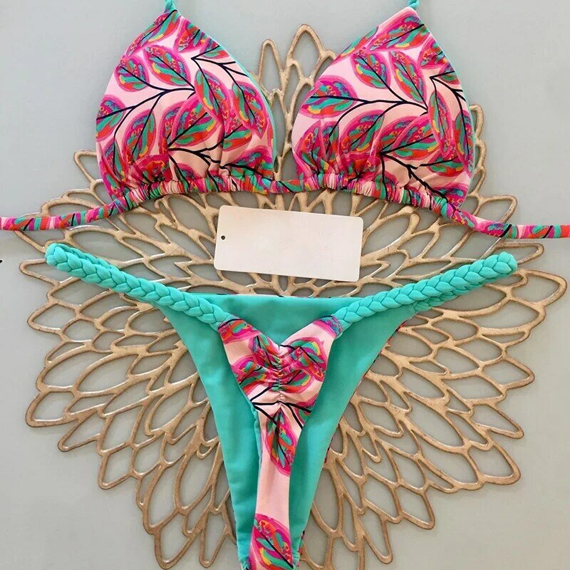 Bañador Sexy con Tanga para mujer, traje de baño con estampado de cebra, Bikini brasileño, ropa de playa, 2023