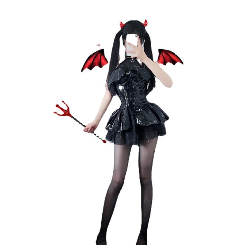 Disfraz de Cosplay de bruja Cos para mujer, falda de perspectiva de Diablo, uniforme de chica Sexy pura, ropa de Anime, disfraz de Cosplay para mujer