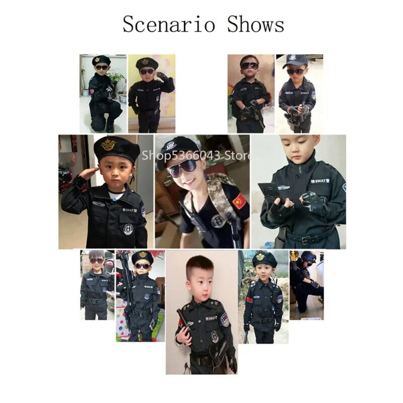 Halloween Children Policeman Cosplay Costume Boys Girls Kid Police Uniform Army Policemen Clothing Sets Party Dress Up Gift