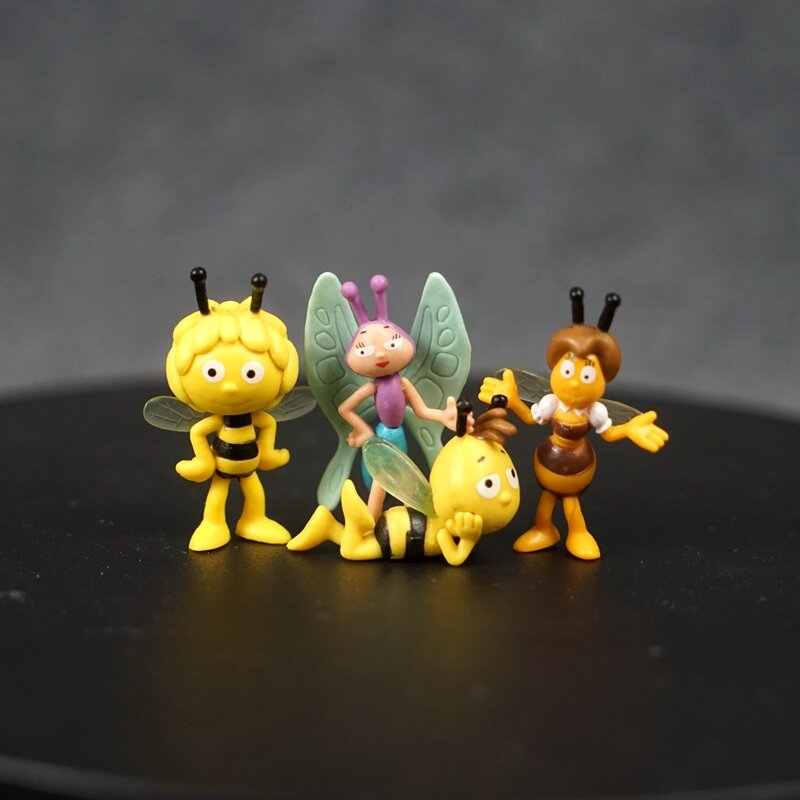 Pszczoła Maya Willy Flip Ben Beatrice figurki Anime Cute Cartoon Bee Model Mini lalka ozdoby kolekcjonerskie zabawki prezenty dla dzieci