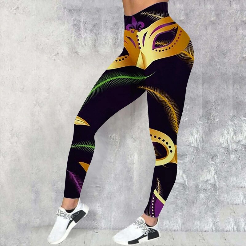 Pantalones de Yoga deportivos informales con estampado de plumas coloridas para mujer, Leggings de moda, pantalones cortos, levantamiento de glúteos, Carnaval