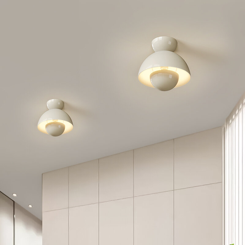 Lâmpada do teto em forma de tigela quase branca, iluminação simples estilo creme, lâmpadas decorativas para quarto e sala