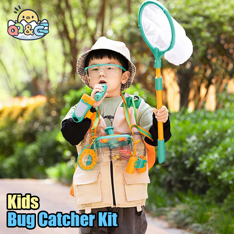 Bug Catcher Kit Outdoor Explorer Set with Binoculars Magnifying Glass Critter Case Butterfly Net Toy for Kid Gift Camping Hiking