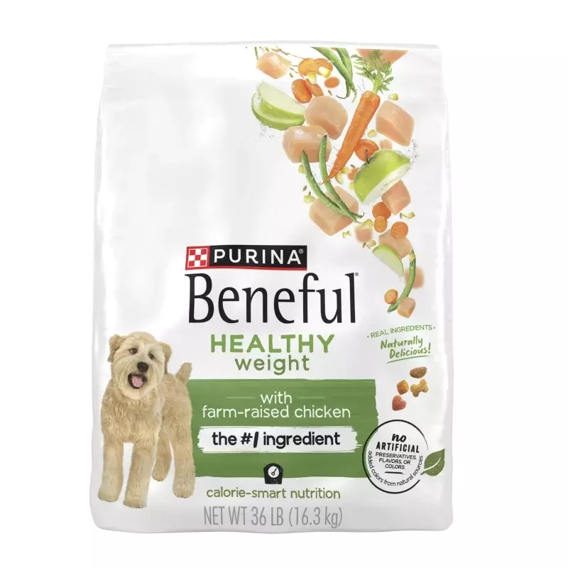 อาหารสุนัขแห้ง Purina สำหรับผู้ใหญ่น้ำหนักเพื่อสุขภาพไก่เลี้ยงในฟาร์มที่มีโปรตีนสูงถุง36ปอนด์