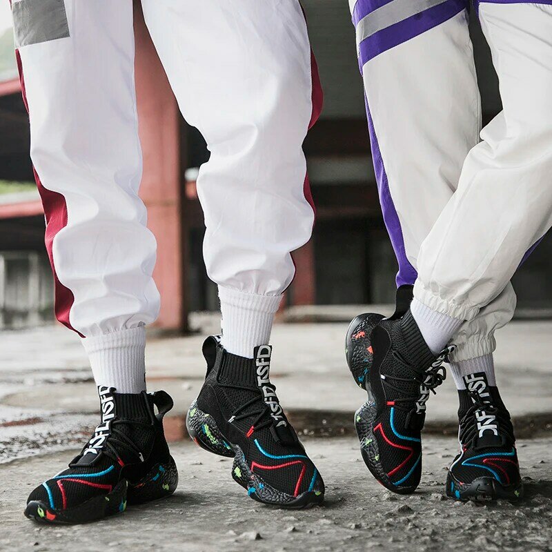 Damyuan buty do biegania lekkie buty dla par oddychające wygodne antypoślizgowe Stretch podeszwa sznurowane męskie trampki