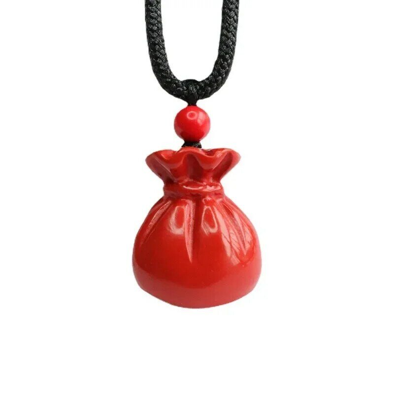 Pingente de vermelhão autêntico natural para homens e mulheres, saco de Fu, saco de dinheiro, ornamento de areia vermelha