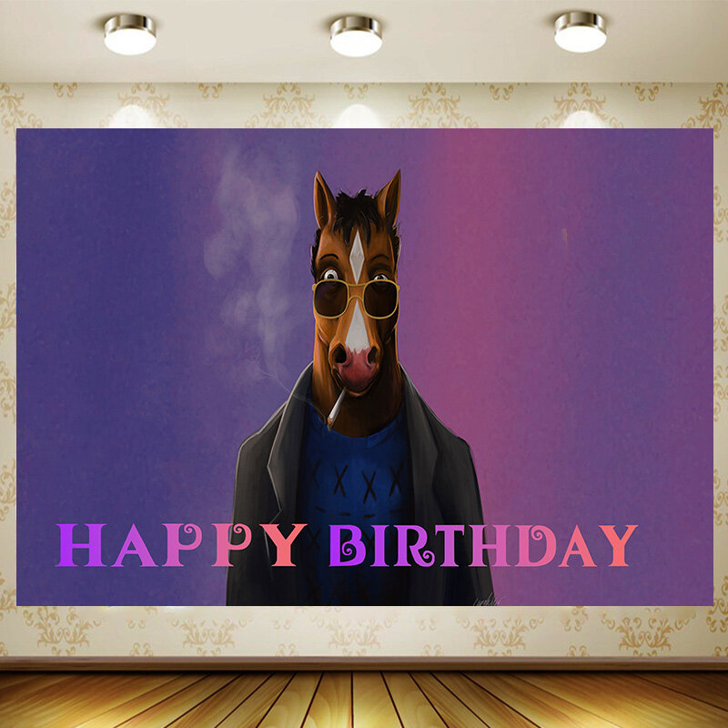 Bojack horsema-誕生日パーティーの装飾の背景,カスタムゲームの背景,ベビーシャワーバナー,子供の部屋の装飾,男の子の誕生日用品