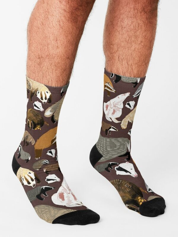 European Badger Socks Novelties luxury cotton short Socks For Men Women's